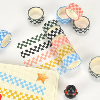 Black and White Grid Tape Creative Grid Lines Color Basic DIY Bookkeeping Decorative Material Stickers Washi Tape Kawaii 3M