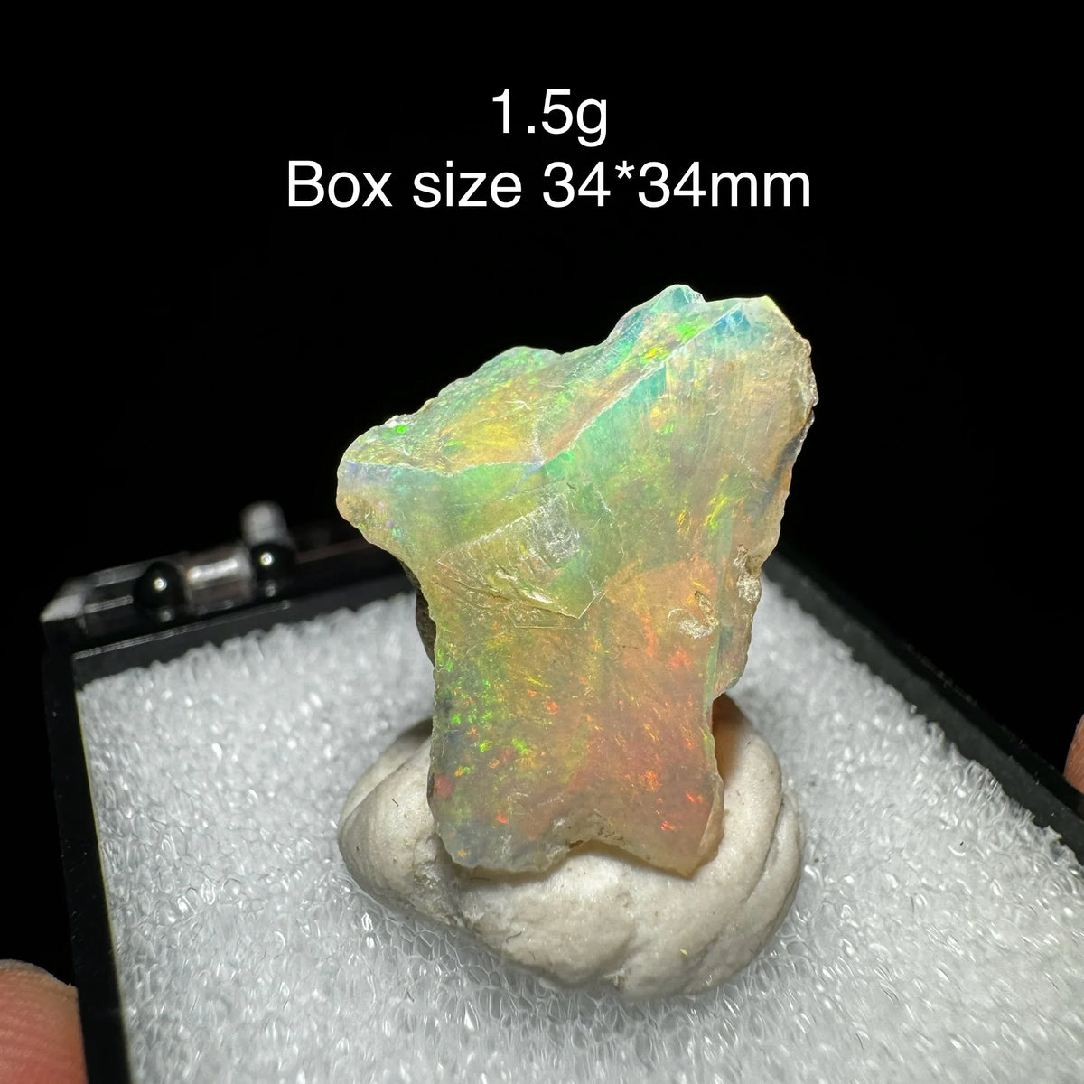 Natural Rare Colorful Ethiopia Opal (No Need Water) Gem Mineral Specimen Box Size:34X34mm (Need Lighting) Sunlight Best