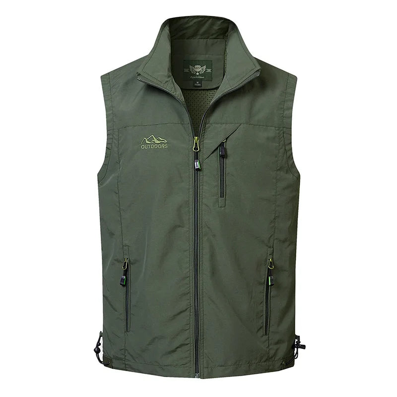 New Summer Men Outdoor Mesh Thin Waistcoats Climbing Sleeveless Jackets Men Multi-pockets Fishing Photography Breathable Vests 6