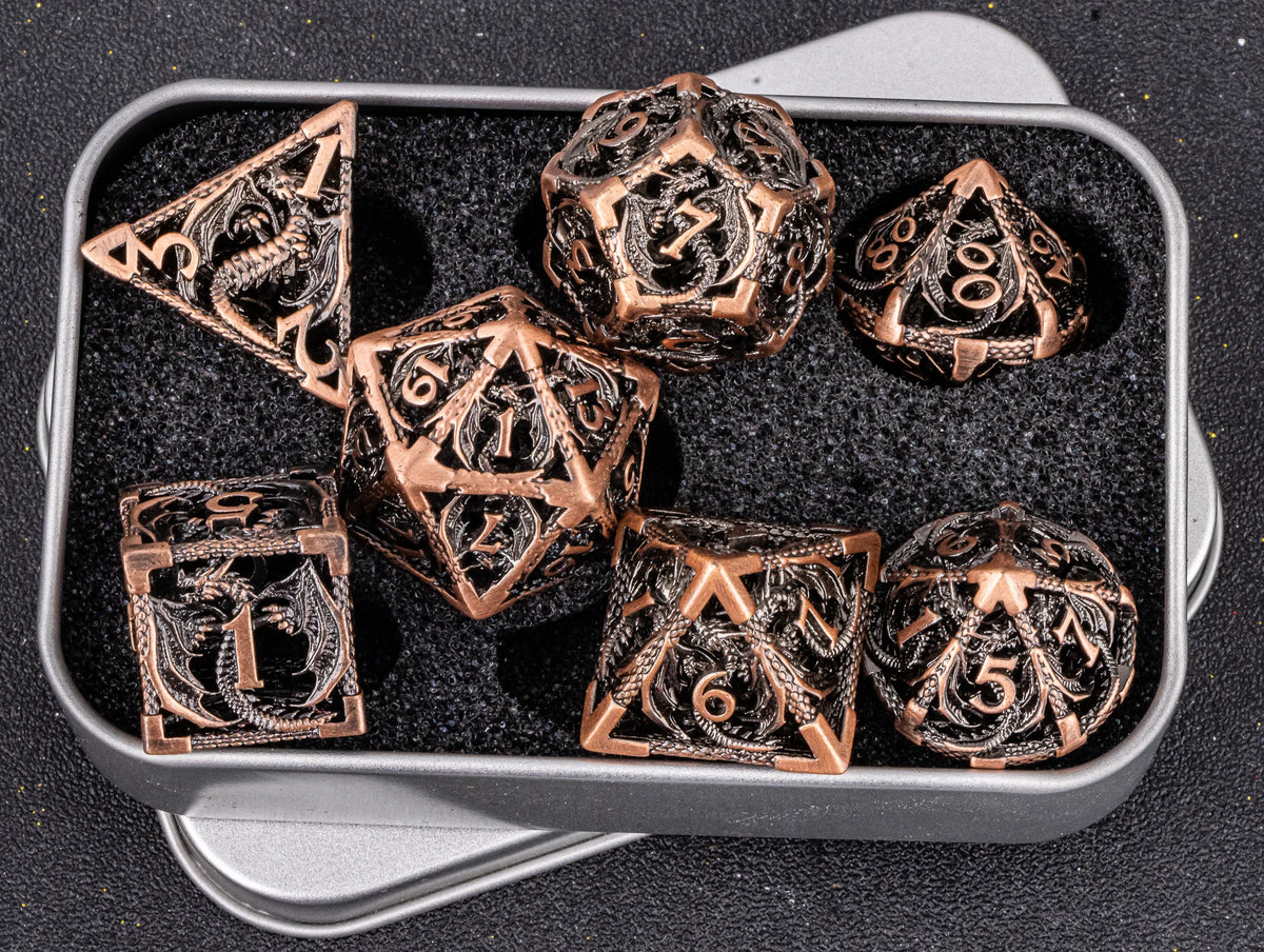 DND Dice Set Metal Dice Dungeons and Dragons Dice Gift Polyhedral Dice Set, Role Playing Dice D20 Hollow Polyhedral Dice Set