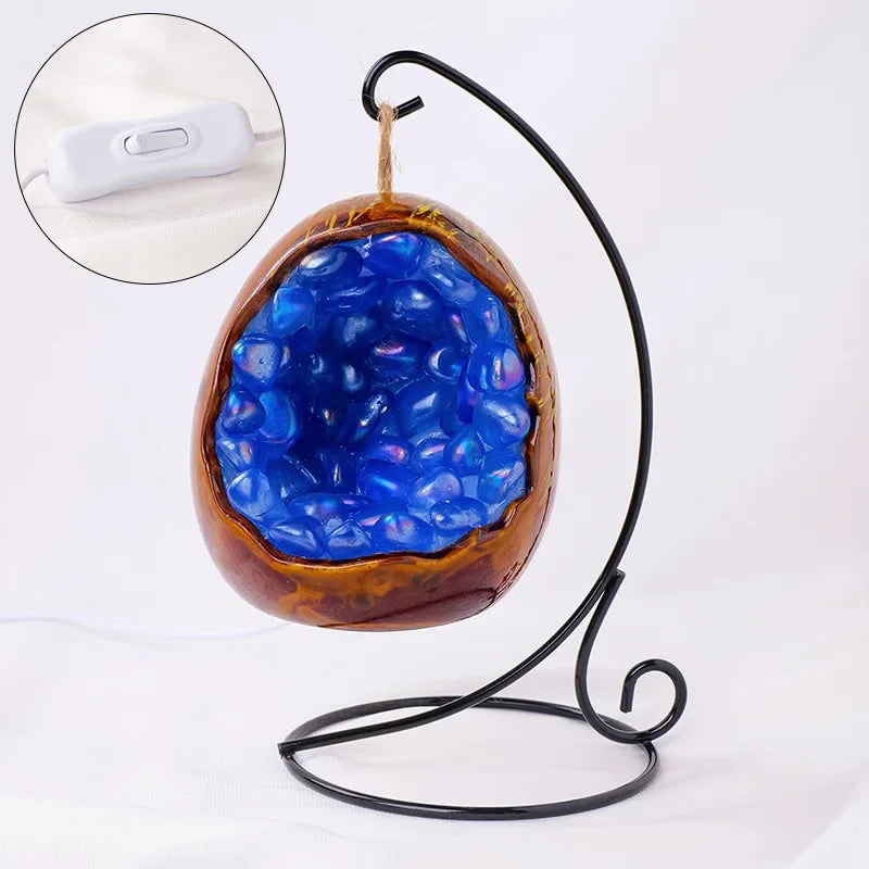 Natural Amethyst Cave Table Lamp Dinosaur Egg Bedroom LED Night Light Bedside Lamp Amethyst Flower Handicraft Home Decoration
