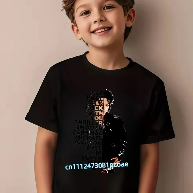 King of Pop Michael Jackson Children T-Shirt Cartoon Cotton Tops Kid Boy Girl MJ Tee Shirts Casual Clothes Birthday Gift 2026