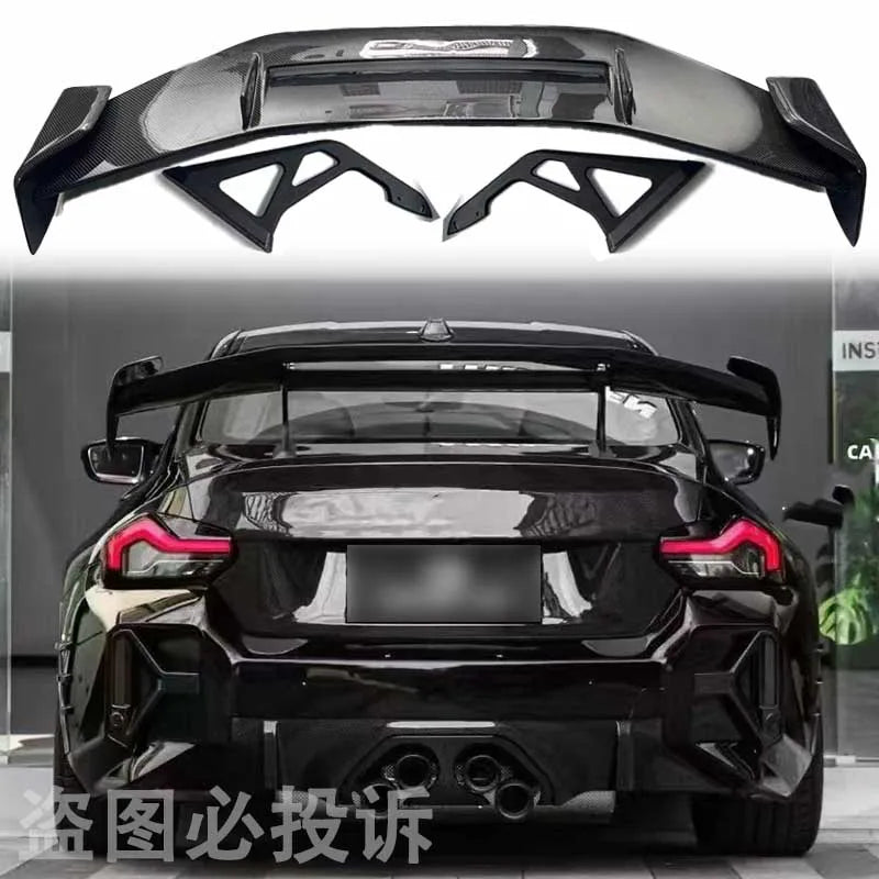 For BMW M2 G87 G42 218i 220i 220d 230i coupe 2023-2025 100% carbon fiber AD type rear spoiler smooth black body kit rear wing