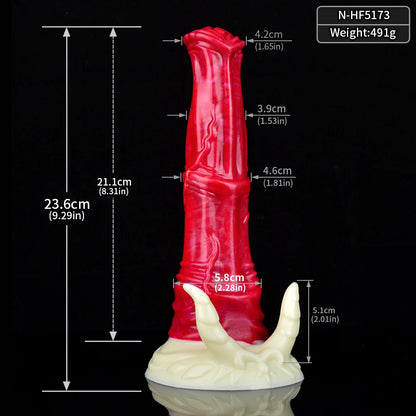 FAAK Colorful Silicone Ribbed Fantasy Horse Knot Dildo with Suction Cup Anal Sex Toys Soft Girthy Huge Fake Penis for Women