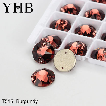 YHB Top Quality XIRIUS Glass Crystal AB Moonlight Sewing Stones Flatback Sew on Rhinestones For Garment Clothes Bags