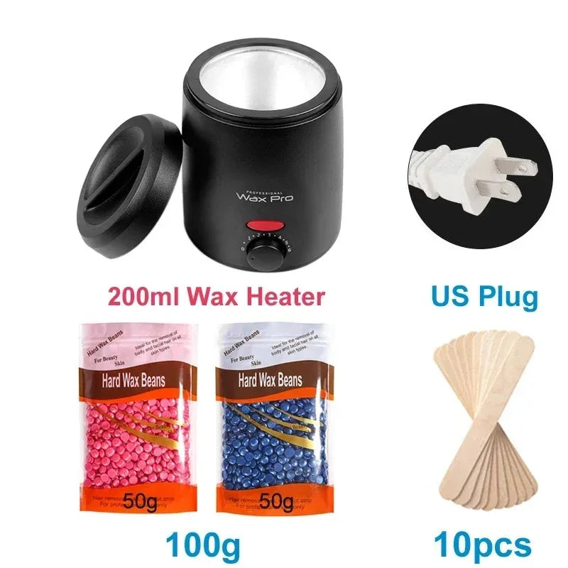 200ml Wax Melting Machine + 100g/200g /300g Wax Beans Set, Wax Heating, Wax Hair Removal And Wax Therapy Machine Wax Melting Pot
