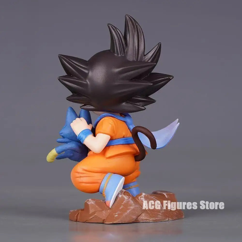 10cm/3.94in Anime Dragon Ball Childhood Little Goku Hugs Puer Action Figures Pvc Desktop Ornamen Collection Model Toys Gifts