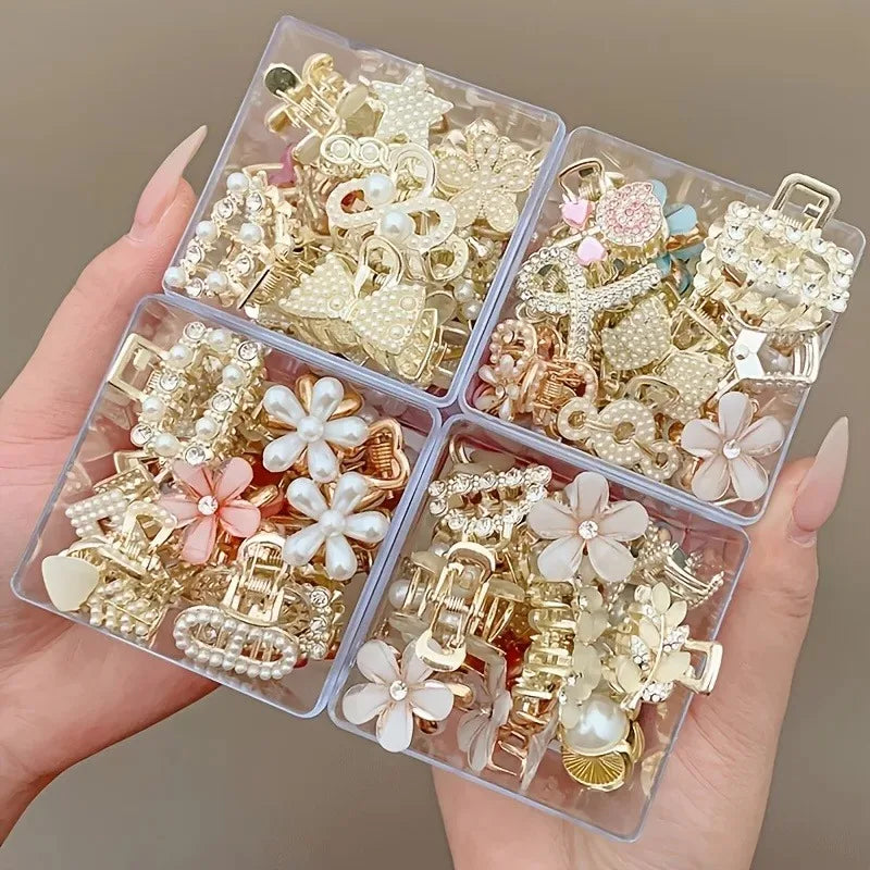 48 Styles of Half-Tied Hair Alloy Small Clips, 1 Piece with Random Style, Suitable for Daily Use, Elegant and Simple Head Access