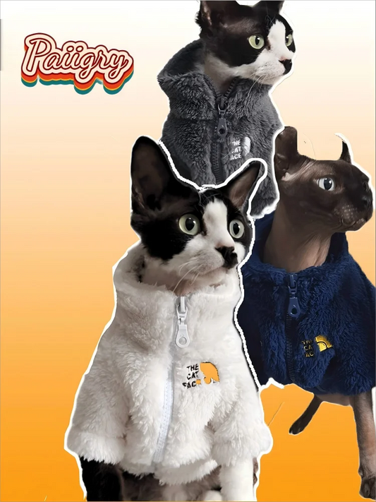 Winter Pet Dog Cat Coat Cold Proof Hairless Cat Clothes Sphinx Devon Thick Winter Warm Three-Color Lambswool Coat