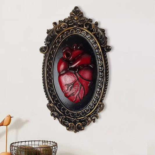 Heart Wall Sculpture Vintage Art Craft Artwork Wall Decoration Halloween Gift Heart Ornament for Home Hallway Cafe Shop Bedroom
