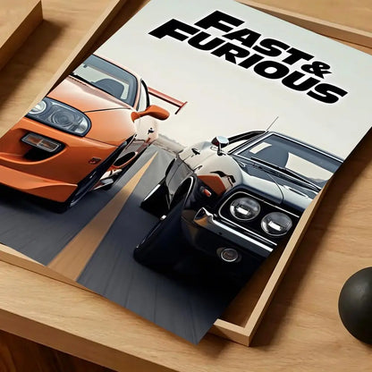 Movie Fast & Furious Poster Self-adhesive Art Waterproof Paper Sticker Coffee House Bar Room Wall Decor