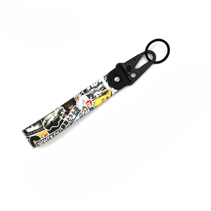 Newest JDM Style Car Keychain Nylon Initial D Gift Lanyard Keyring Auto Key Steel Spring Clip Key Starp Key Pendant