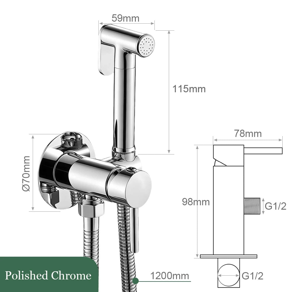 Brushed Rose Gold Bidet Sprayer Faucet Bathroom Mixer Wall Mounted Hot Cold Water With Hose Smesiteli