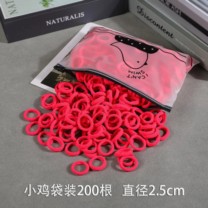 200Pcs Children's Hair Band Headgear Baby Rubber Band Women's Tie Head Girls' Headband High Elasticity Rope Hair Accessories