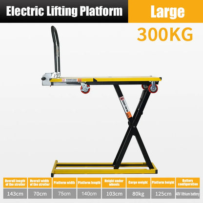 Electric Hydraulic Lithium Battery Lifting Platform Cart Suitable Small Truck Van Lifting Table Small Lifting Table 300/500KG