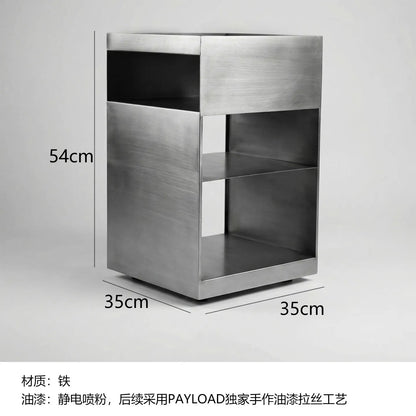 Bauhaus Minimalist Iron Side Table Movable Metal Corner Stand Compact Nightstand for Living Room