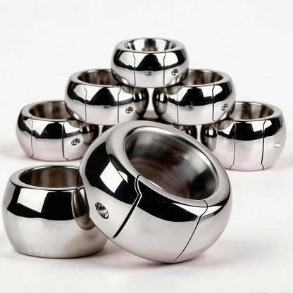 LEZEE Stainless Steel Semen Lock Rings Scrotum Drop Ring Heavy Metal Testicular Stretcher Rings Weight Hanging BDSM Cockring