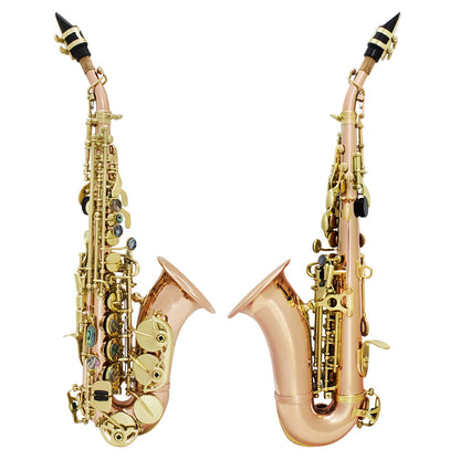 SLADE Soprano Saxophone Bb Flat Sax Brass Body Professional Woodwind Instrument with Case Reed Neck Strap Saxophone Accessories