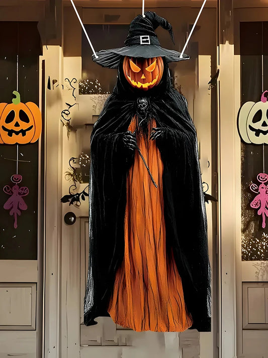 2D Halloween Horror Evil Pumpkin Man Hanging Background Cloth Halloween Terror Atmosphere Indoor and Outdoor Decoration Supplies