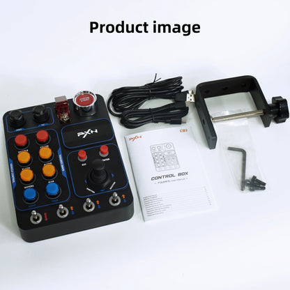 Original PXN CB1 Racing Game Central Control Box with Fixture, Equipped with 30 Programmable Buttons, PC Racing Game Controller