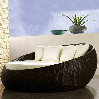 HYS outdoor rattan large round bed garden courtyard balcony bed recliner leisure creative lazy rattan chair sofa bed furniture