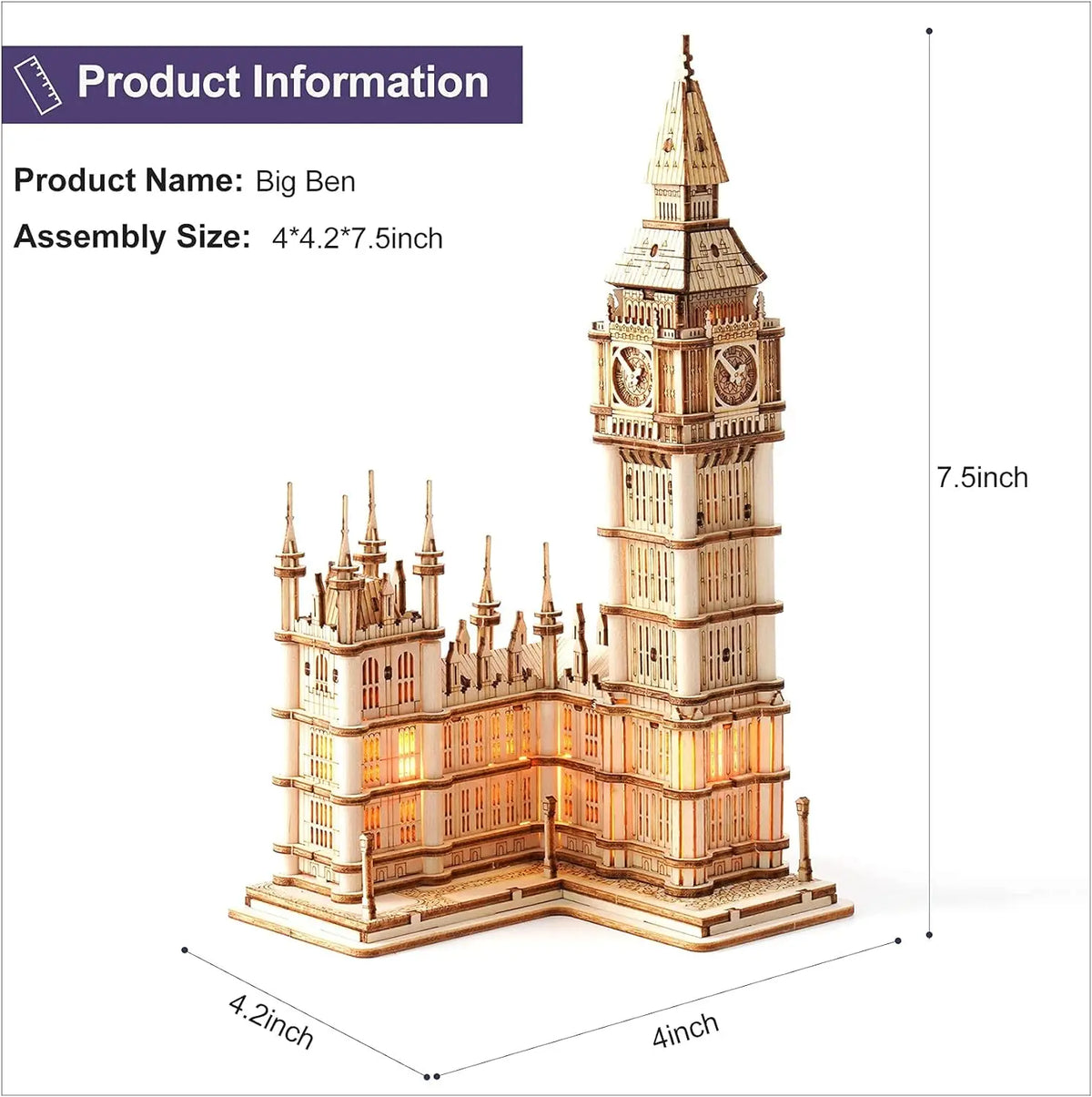 Robotime 3D Puzzle Wooden Kits DIY Tower Bridge Big Ben Set  Eiffel Tower Model Kit Home Decor Birthday Gifts