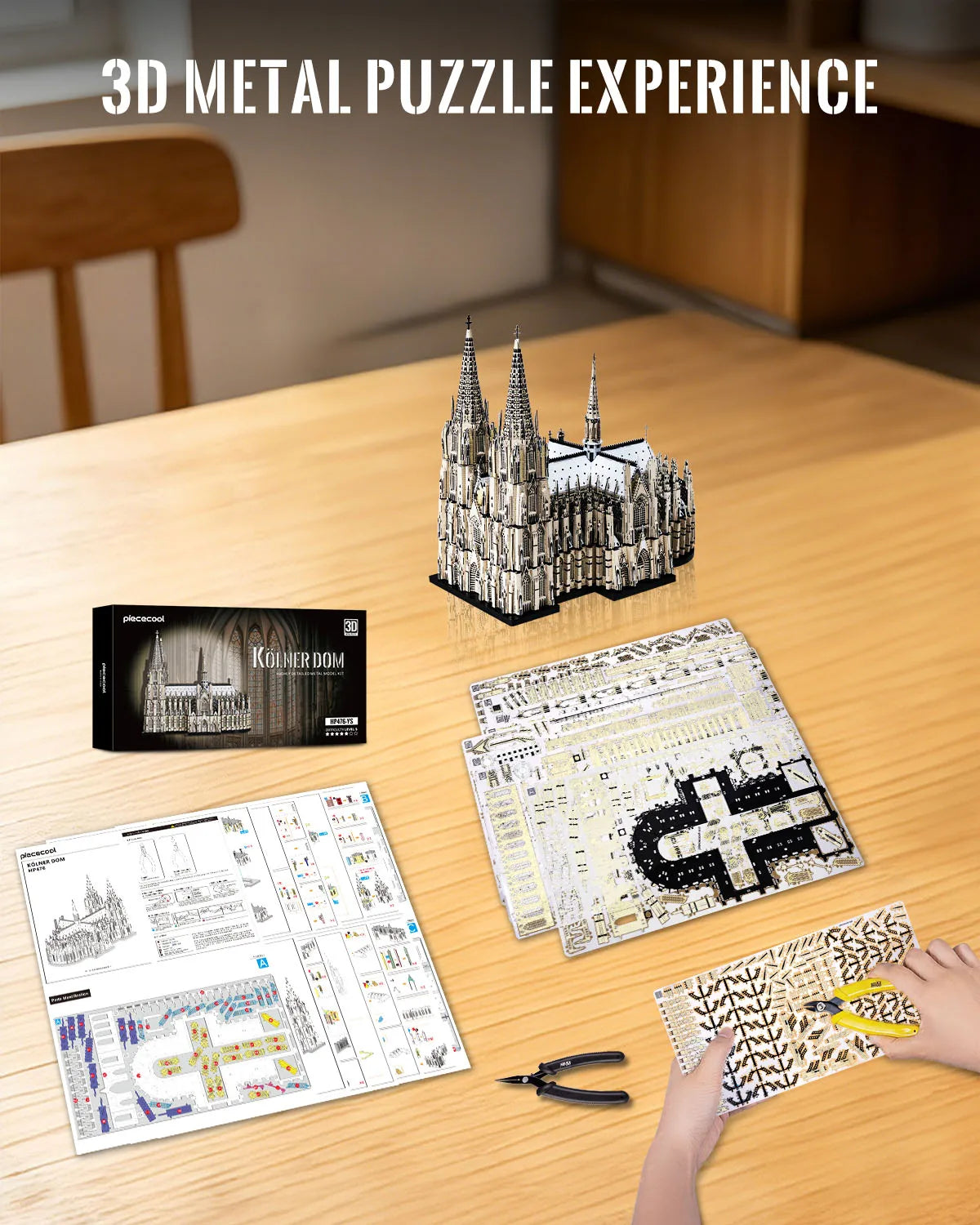 Piececool 3D Metal Model Kits Kölner Dom 3D Puzzles for Adult Building Blocks Jigsaw DIY Craft for Home Decor Best Gifts
