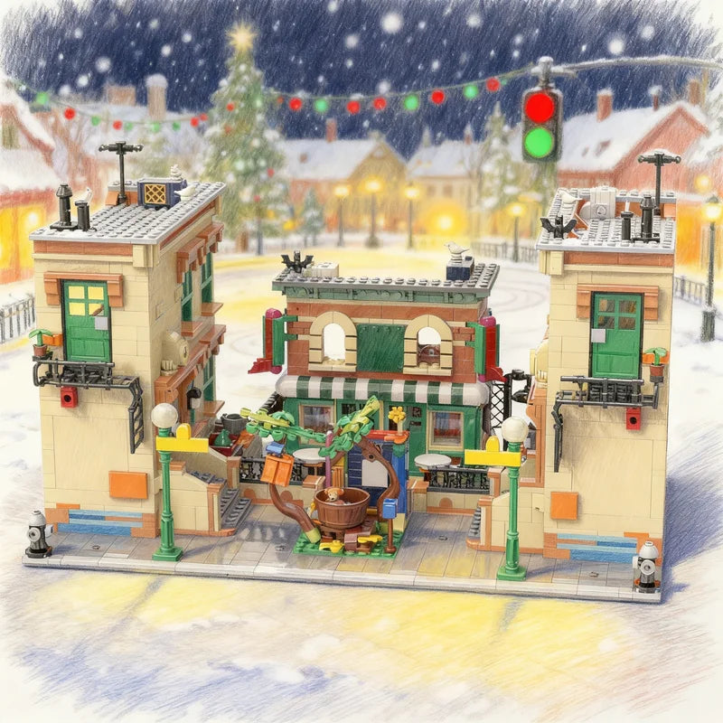 2703pcs MOC Sesame Square Modular Architecture Street Scene Model Building Blocks DIY Art Set Mega Mini Large Iconic Toy Gift