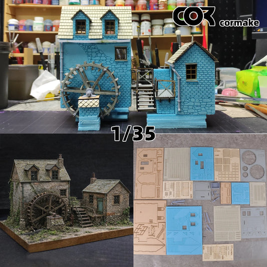Assembly Architectural Miniature Building Architecture European Rural Watermill Vernacular House Diorama Scale Model Kit 1/35