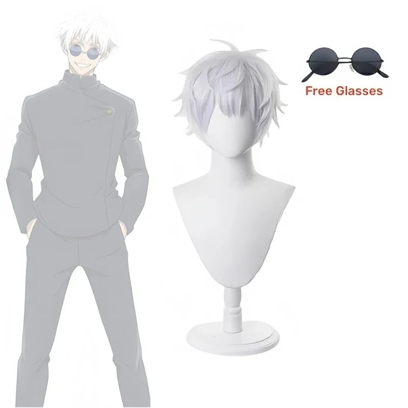 Anime Jujutsu Kaisen Gojo Satoru Cosplay Costume Eye Patch Wigs Glasses Suit Halloween Costumes for Men