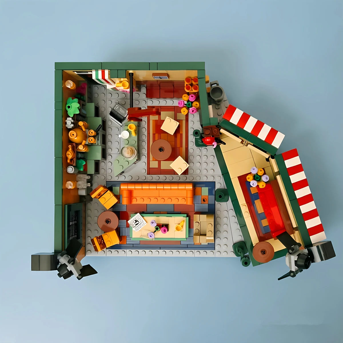 Friends House Family Classic City Central Apartment Building Block Cafe Room MOC-Streetview Model Toy Gift