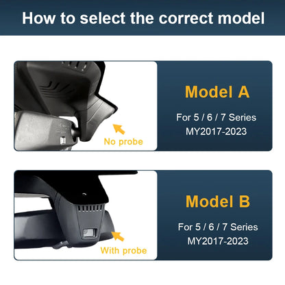 For BMW 2017-2023 G30 G31 G38 G11 G12 G32 M5 F90 5 Series 530i 540i 520i 520d 530d 540d FHD Wifi Car DVR 4K Dash Cam Camera