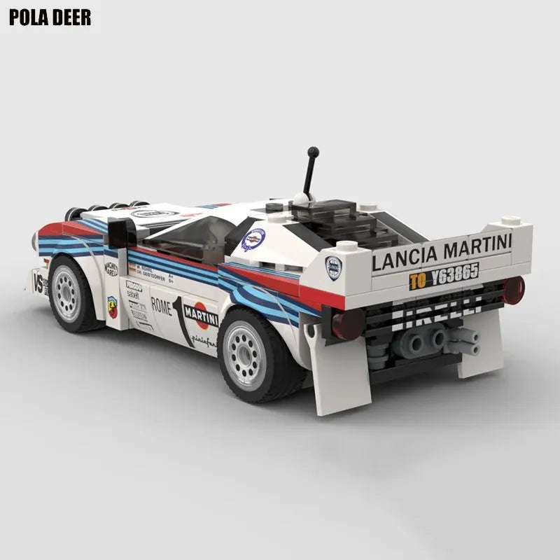 Poladeer 244PCS DIY MOC-Lancia 037 Martini Rally Car Building Blocks DecompressionSmall Particles Toy Assembly Puzzle Model Gift