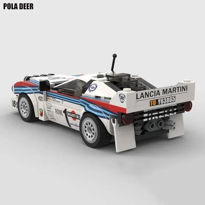 Poladeer 244PCS DIY MOC-Lancia 037 Martini Rally Car Building Blocks DecompressionSmall Particles Toy Assembly Puzzle Model Gift