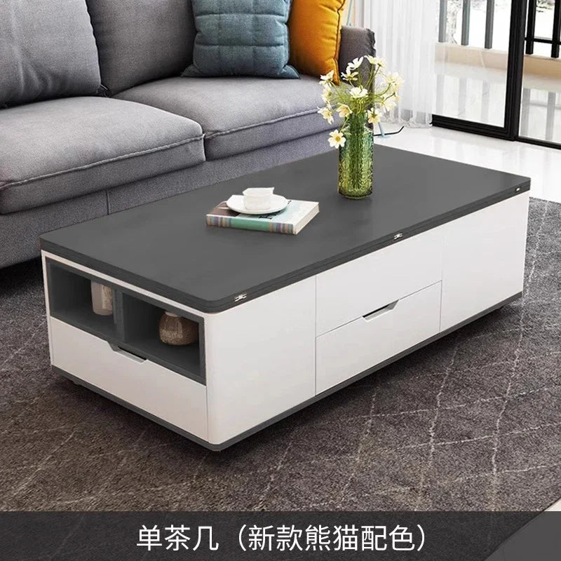 Io S Two-in-one Household With Stool Living Room Multifunctional Rock Slab Lift Coffee Table Dining Table Integrated Dual-purpo
