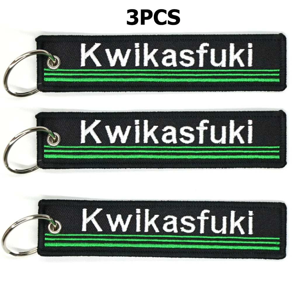 JDM Kawasexy Logo Key Chain For Kawasaki Motocycle Key Ring Cars Keychain Gifts Double Sided Embroidery Fashion Keychain