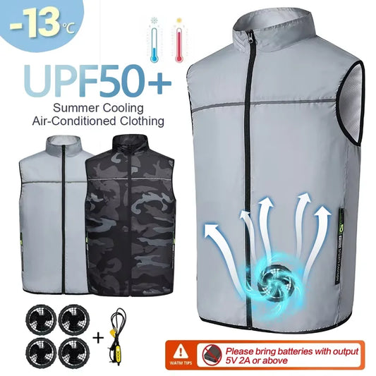 Summer  Fan Vest for Construction Sites, Cooling Workwear, Refrigeration Waistcoat, Outdoor Protective Fan Jacket, Uni
