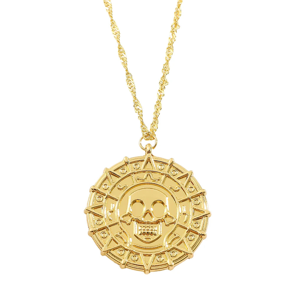 Pirates of the Caribbean Jack Sparrow Aztec Skeleton Skull Heads Toy Coin Medallion Cosplay Prop- Vintage Items
