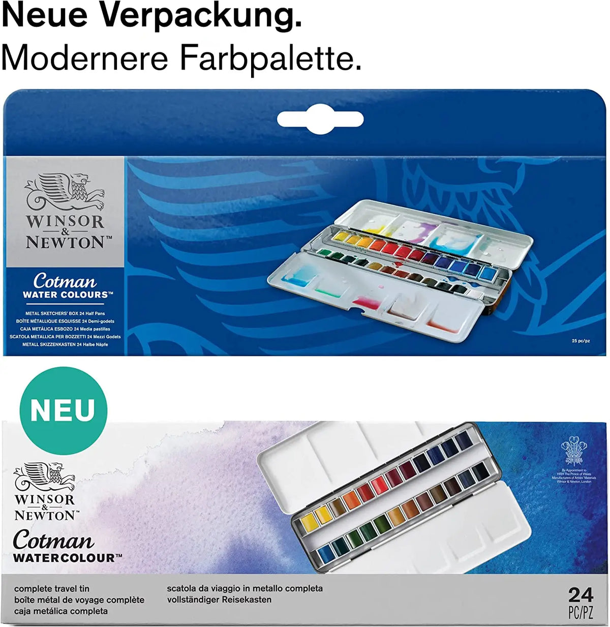 Winsor Newton Cotman Solid Watercolor Paint 24 Half Pans Colors Metal Color Pattle Set Professional Artist Pigment Aquarelle