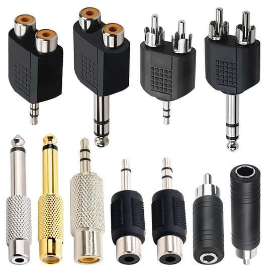 5Pcs Stereo 1/4" Male Plug to RCA Female Jack 6.35mm 3.5mm Audio Mono Adapter Connector Conversion Plug TS for Home KTV