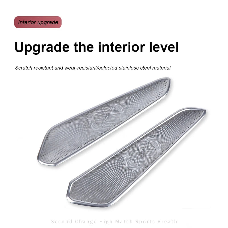 Fit For Porsche Macan 2014-2023 Car Center Control Speaker Audio Sound Loudspeaker Decoration Panel Cover Trim Silver Interior ﻿