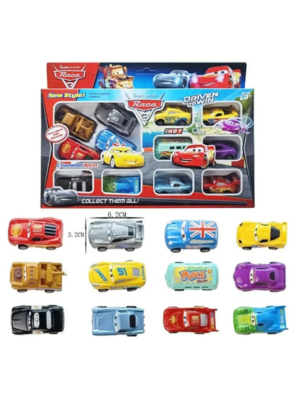 12pcs/Set Disney Pixar Cars Lightning Mcqueen Jackson Storm Mater Pvc Model Back-Force Car Toy For Kids Festival Gift Set