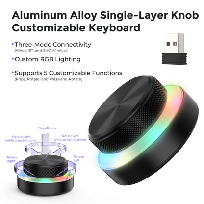 Dual-Layer Knob Wireless Custom Keyboard RGB Custom Control Volume Knob Multimedia Office Craphic Video Audio Editing Artwork