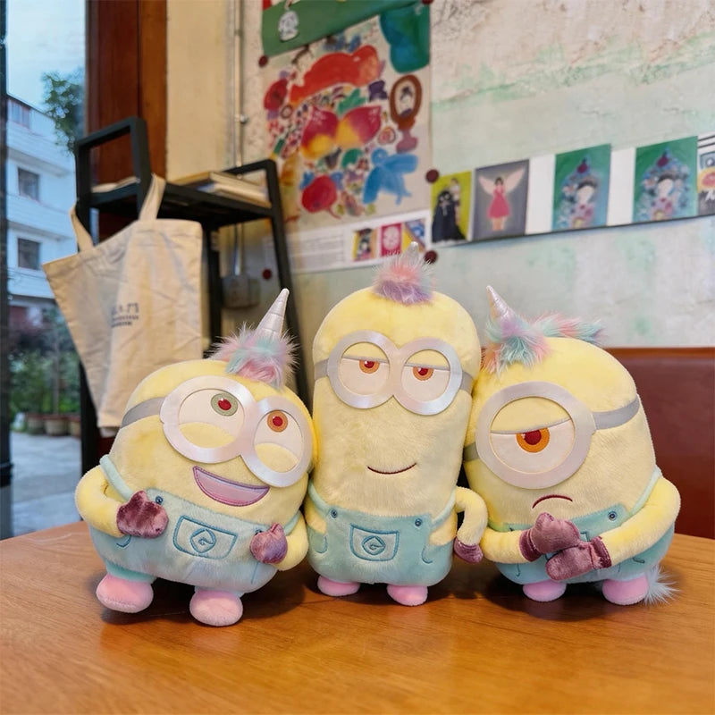 New Cute Unicorn Costume Minions Stuffed Plush Toy Licensed Despicable Me Doll with Rainbow Horn Soft Fluffy Gift for Birthday
