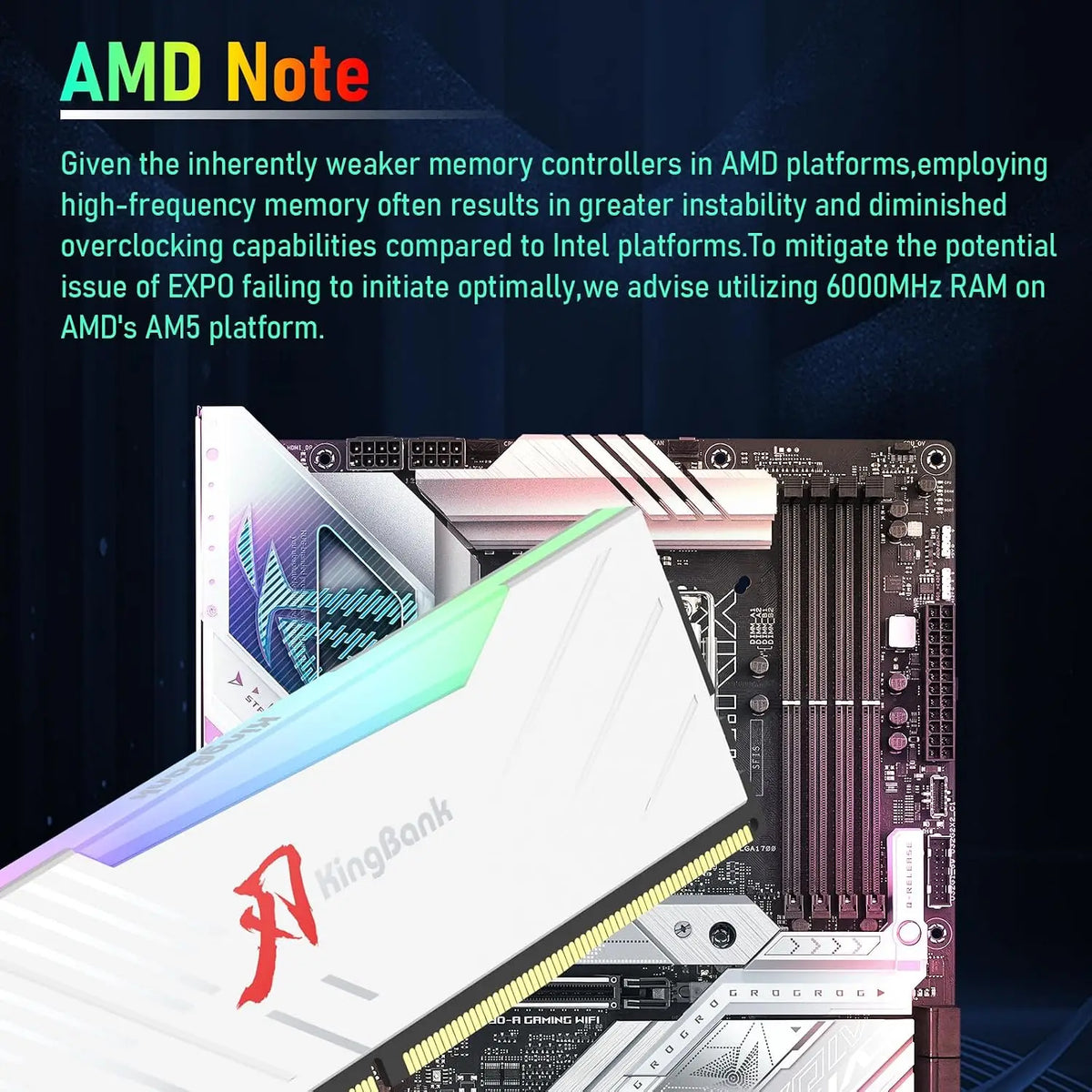 KINGBANK KRRW DDR5 RGB RAM 16GBx2 6000MHz CL30 Desktop Computer Memory Hynix M Die for Gaming Overclocking Memory with Heatsink