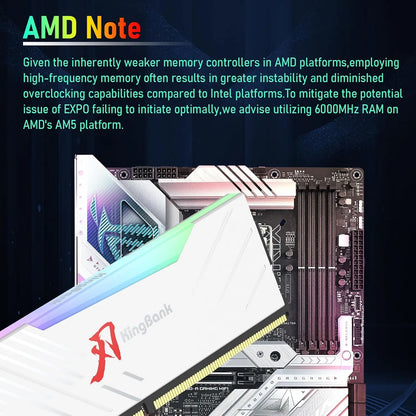 KINGBANK KRRW DDR5 RGB RAM 16GBx2 6000MHz CL30 Desktop Computer Memory Hynix M Die for Gaming Overclocking Memory with Heatsink