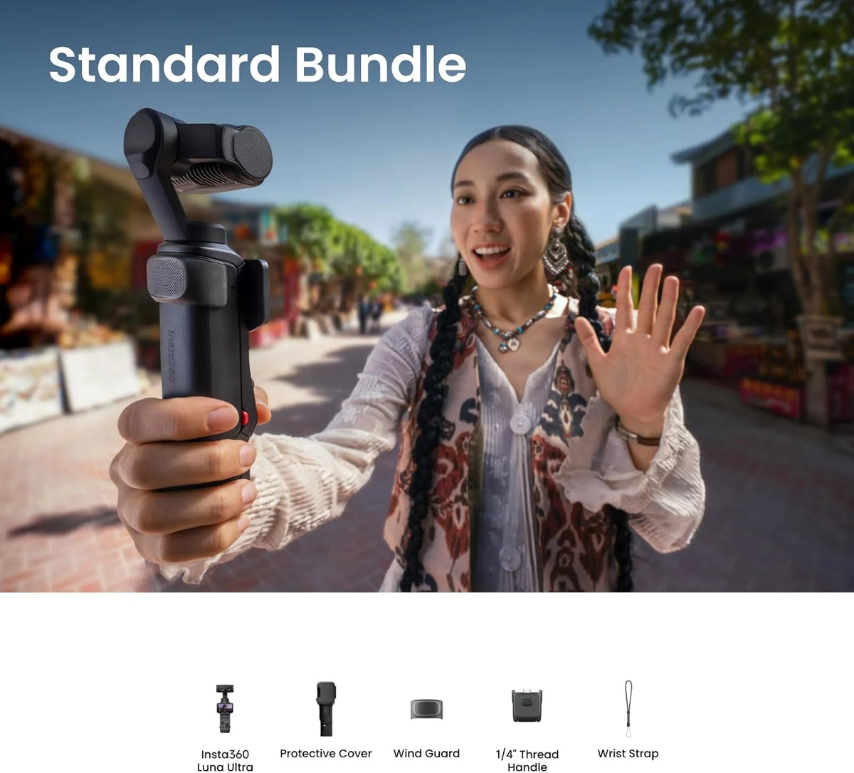 Insta360 Luna Ultra Dual Lens Gimbal Camera 8K 1 Inch Sensor Detachable OLED Touch Screen Vlog Pocket Cam Standard Bundle