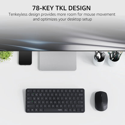 Rapoo Multi-mode Wireless Keyboard and Mouse Combo Extremely Thin English/Portuguese Keyboard Layout Easy-Connect Up to 4 Device