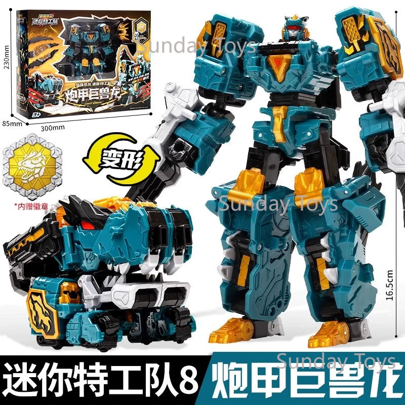 New Miniforce 8 Super Dinoid Transform Combined Mecha Robot Action Figures Toys Mini Force Rex Battle King Deformation Model Toy