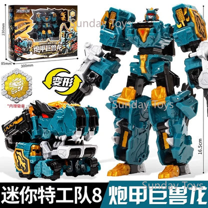 New Miniforce 8 Super Dinoid Transform Combined Mecha Robot Action Figures Toys Mini Force Rex Battle King Deformation Model Toy